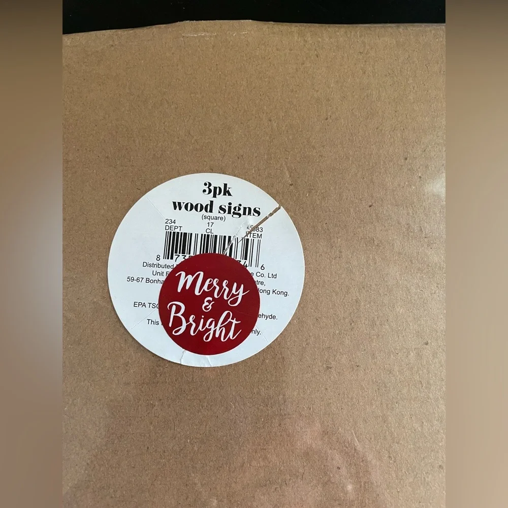 3 Square Wood Christmas Holiday Signs (Target Brand)